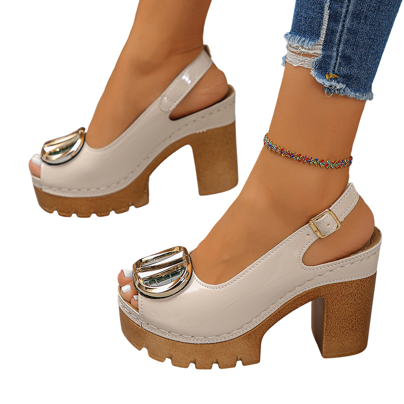 Stylish open-toe sandals with buckles and heels