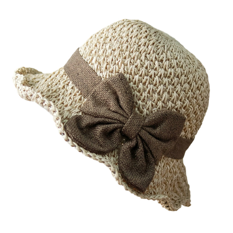 Elegant woven straw sun hat with a bow