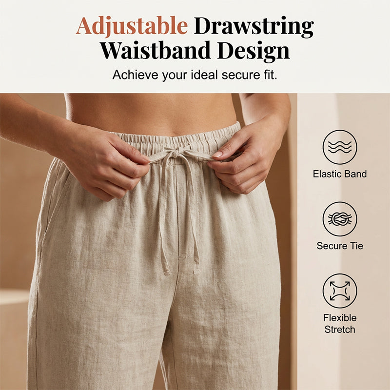 Casual cotton and linen capri pants for women