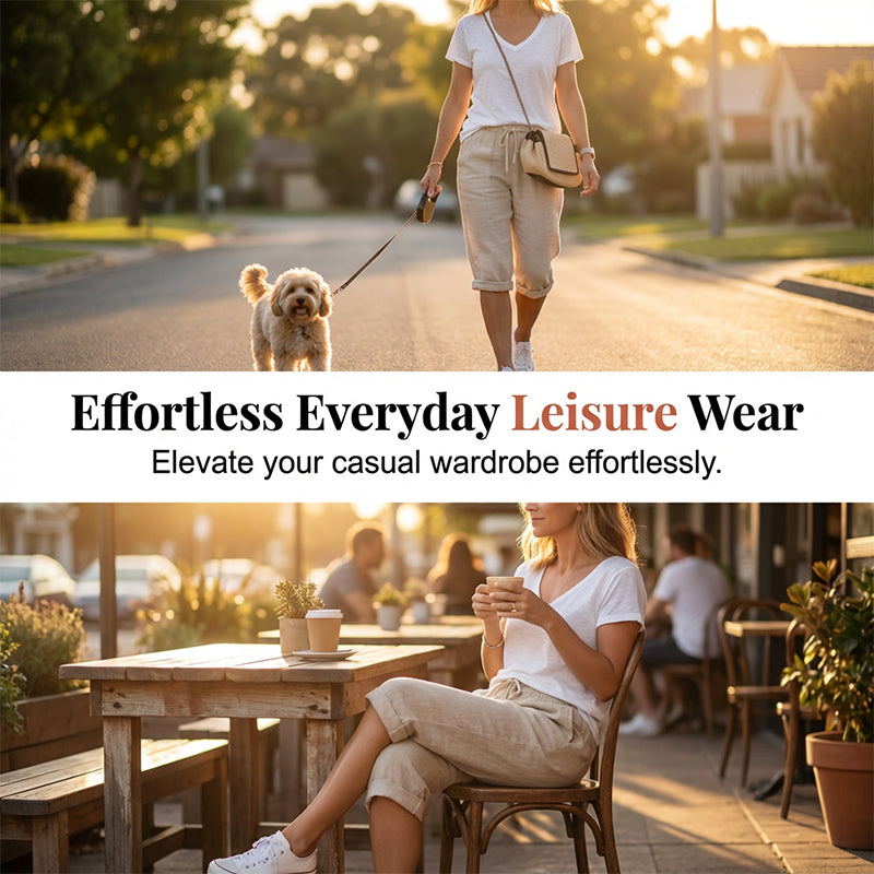 Casual cotton and linen capri pants for women