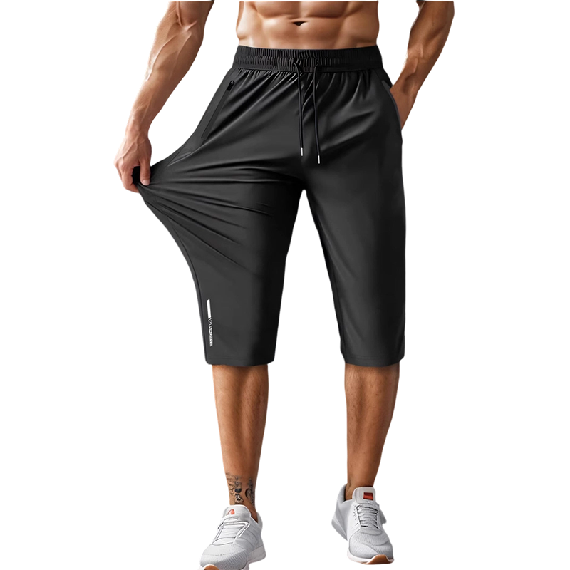 Men's quick-drying athletic|capri pants – stretchy, zippered pockets, versatile