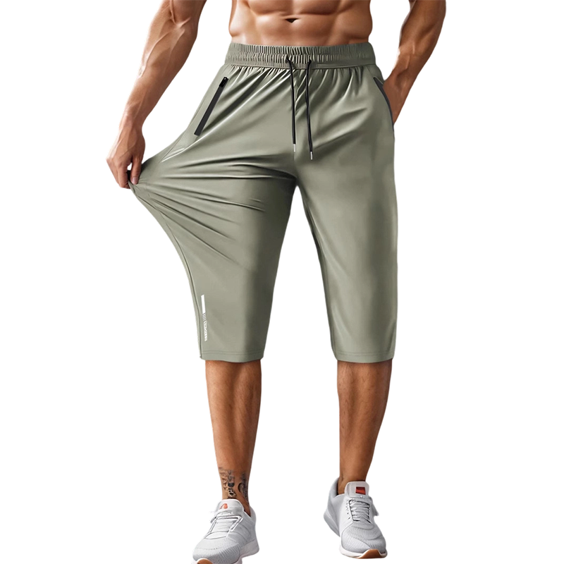 Men's quick-drying athletic|capri pants – stretchy, zippered pockets, versatile