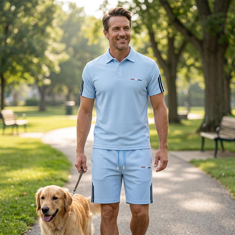 2-Piece Casual Set for Men – Short-Sleeve Top & Shorts, Breathable, Comfortable, and Versatile for Everyday Wear, Sports, and Travel
