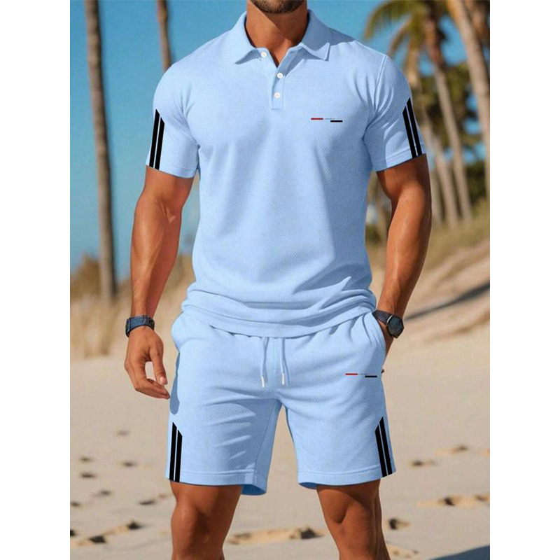 2-Piece Casual Set for Men – Short-Sleeve Top & Shorts, Breathable, Comfortable, and Versatile for Everyday Wear, Sports, and Travel