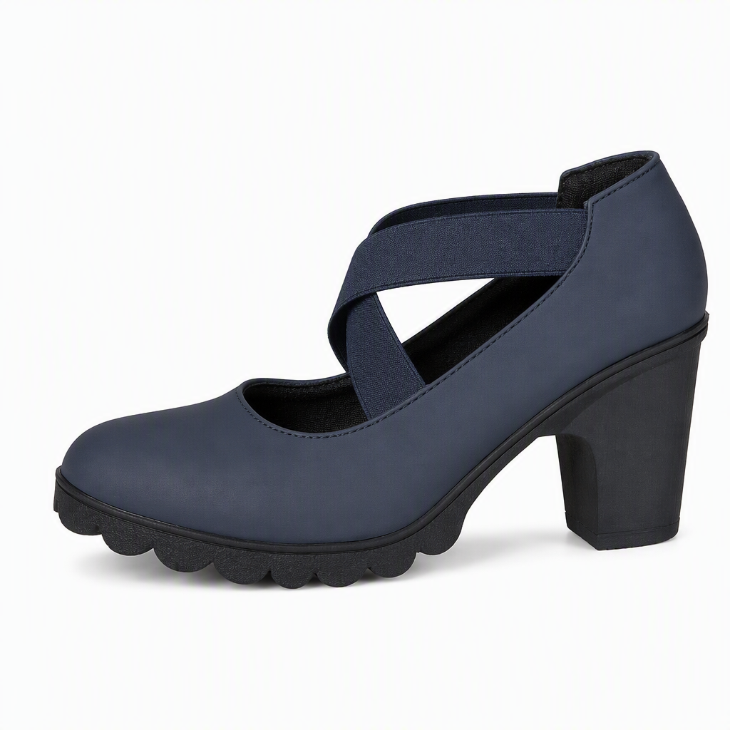Women’s Mary Jane Shoes with Round Toe, Crisscross Straps, Block Heel, Platform, and Cut-Out Details, High Heels