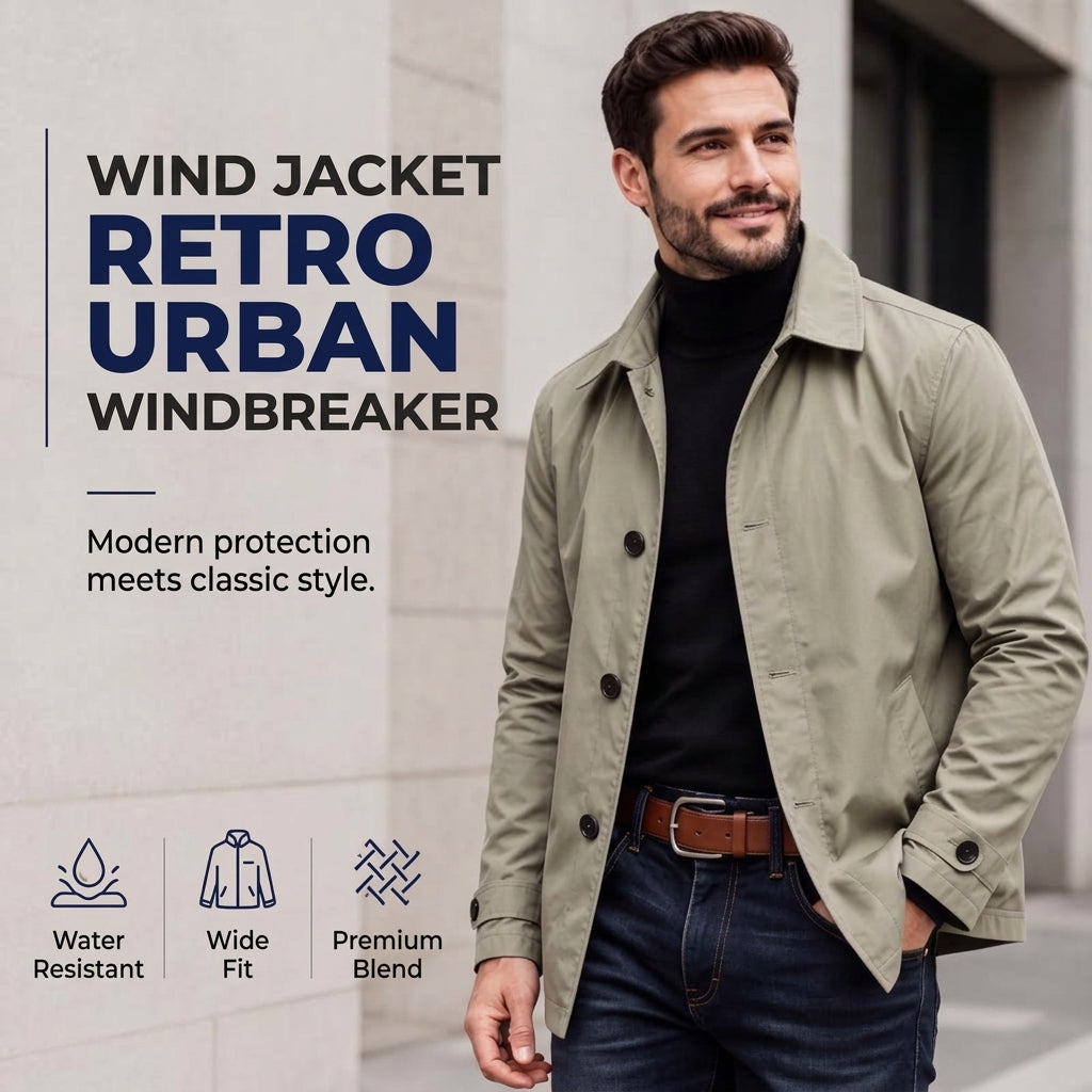 Mid-Length Waterproof Men’s Trench Coat