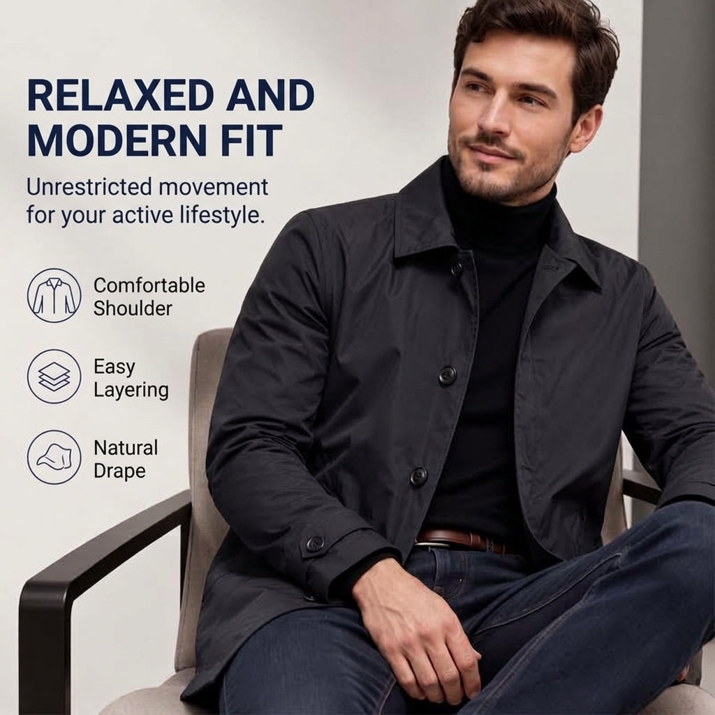 Mid-Length Waterproof Men’s Trench Coat