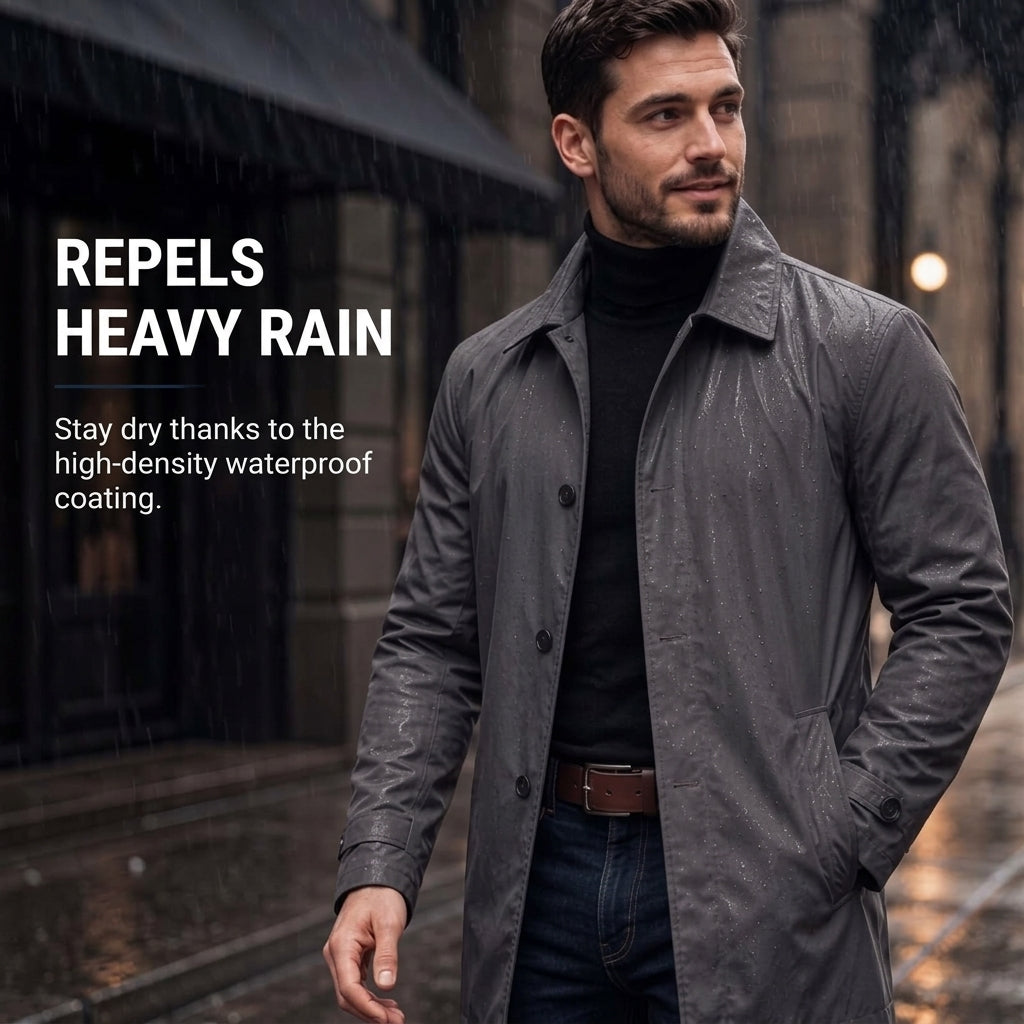 Mid-Length Waterproof Men’s Trench Coat