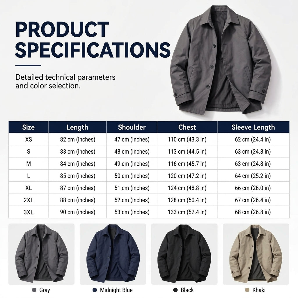 Mid-Length Waterproof Men’s Trench Coat