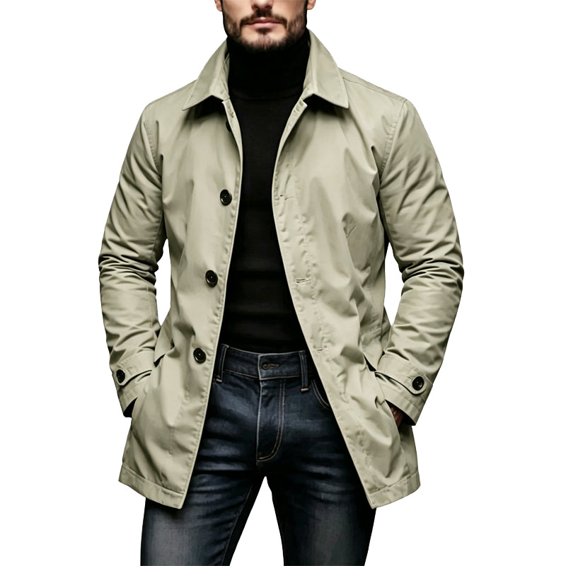 Mid-Length Waterproof Men’s Trench Coat