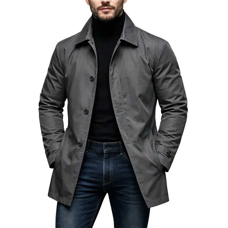 Mid-Length Waterproof Men’s Trench Coat