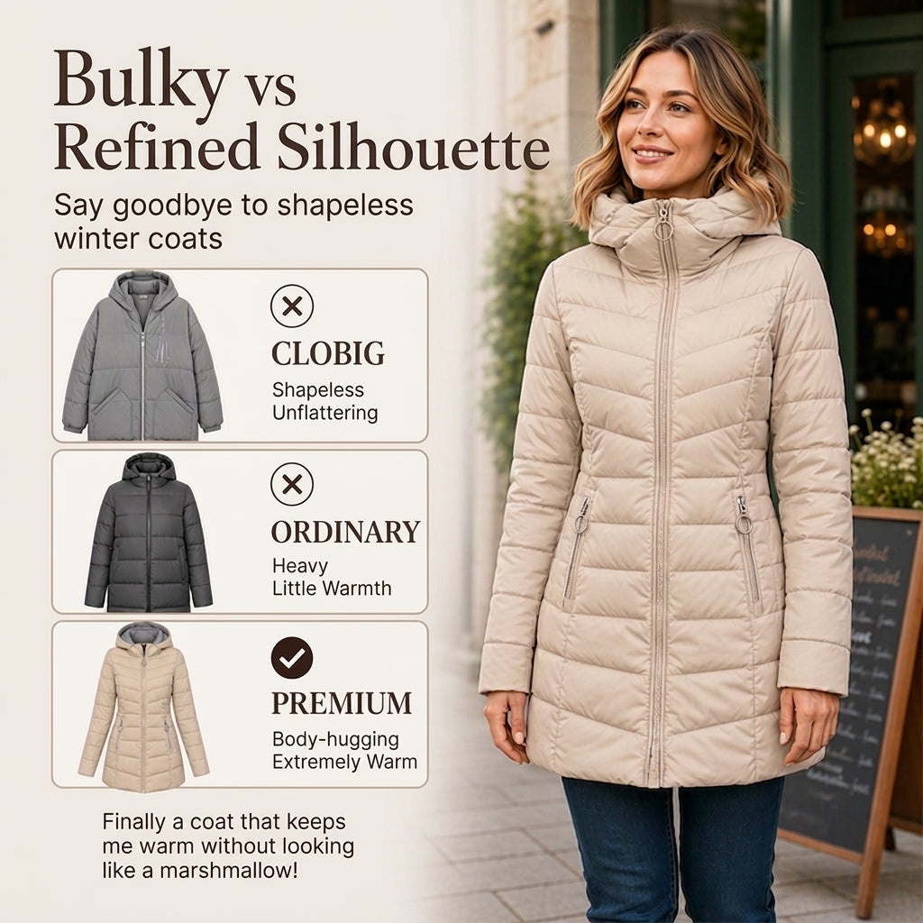 Women's winter coat with hood and insulation